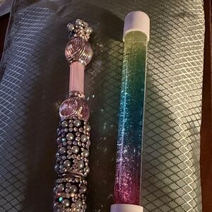 Glitter beaded pens x2